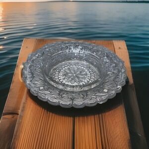 Vtg Tiara Indiana Sandwich Glass Clear Round Butter Dish Base (no lid)